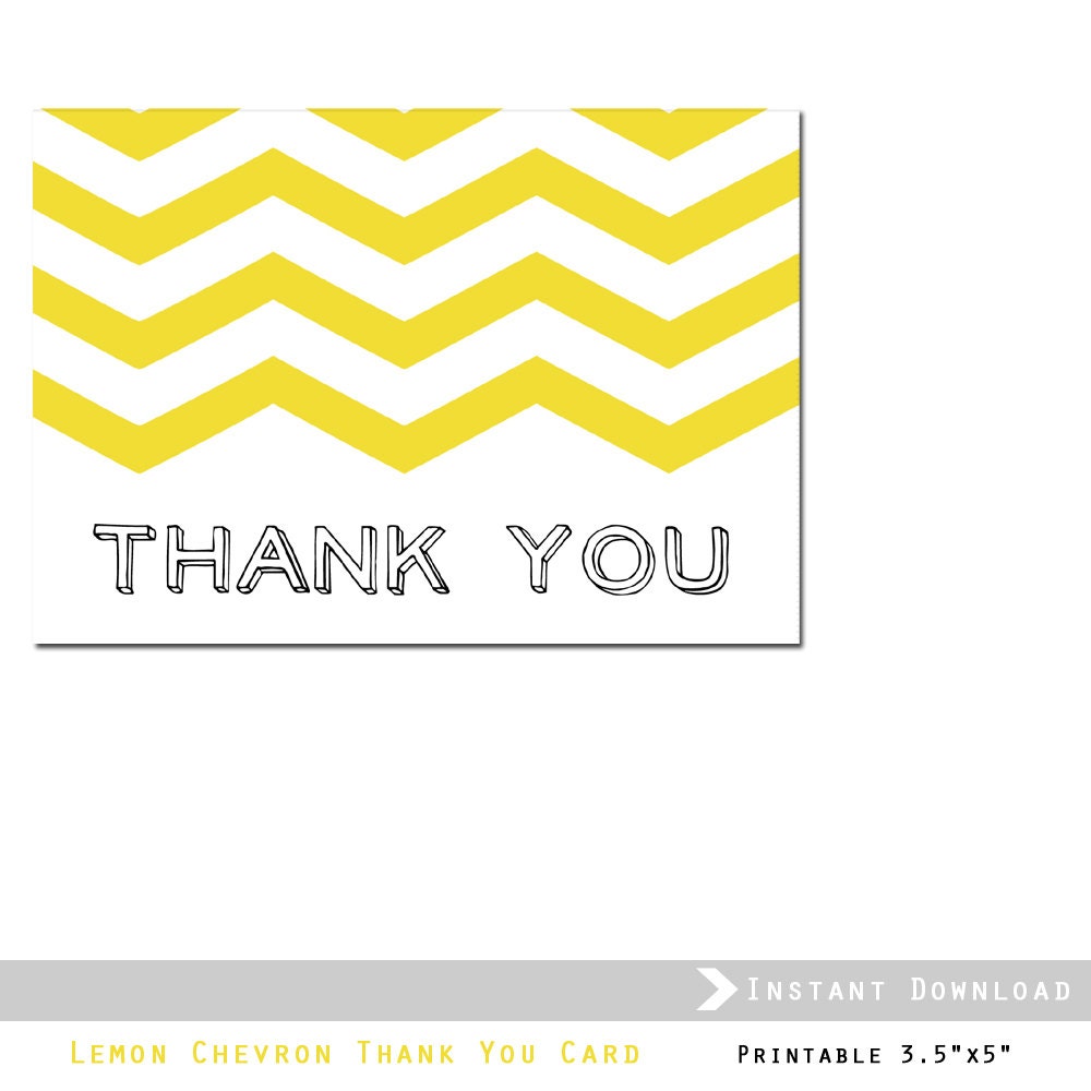 DIY Chevron Thank You Card Printable - Lemon- In the Details -