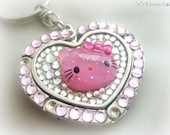 Kawaii cat keychain heart shaped folding purse hook bag charm