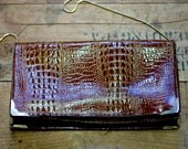 Vintage Brown Alligator Purse with Gold Hardware