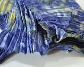 Pleated Silk Scarf, Hand Dyed Navy, Blue and Gold