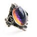 Vintage Dragon's Breath Sterling Silver Ring - Large Oval Glass Fire Jelly Opal Size 5 Jewelry / Rainbow Statement