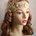 One of a KIND,Champagne Tulle headpiece,Gold brooch,rhinestones and pearls,1920s headpiece,1930s headpiece,Champagne and Gold Headpiece