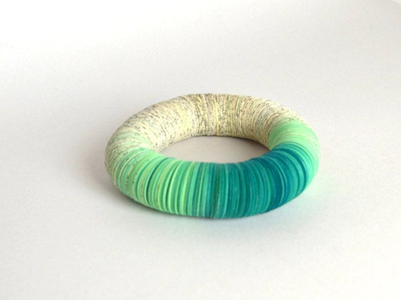Bracelet: Shades of turquoise, emerald and book pages