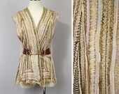 Vintage 1970s Knit Vest Marie-Martine Boho Chic Vest, Hand Made Avant Garde Textile Art Tunic