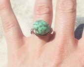 green turquoise rustic howlite stone wire wrapped ring - size 6 - 6 1/4