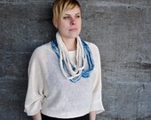 Hand Knit Natural Indigo Dyed Cotton Cowl - Original Design - OOAK