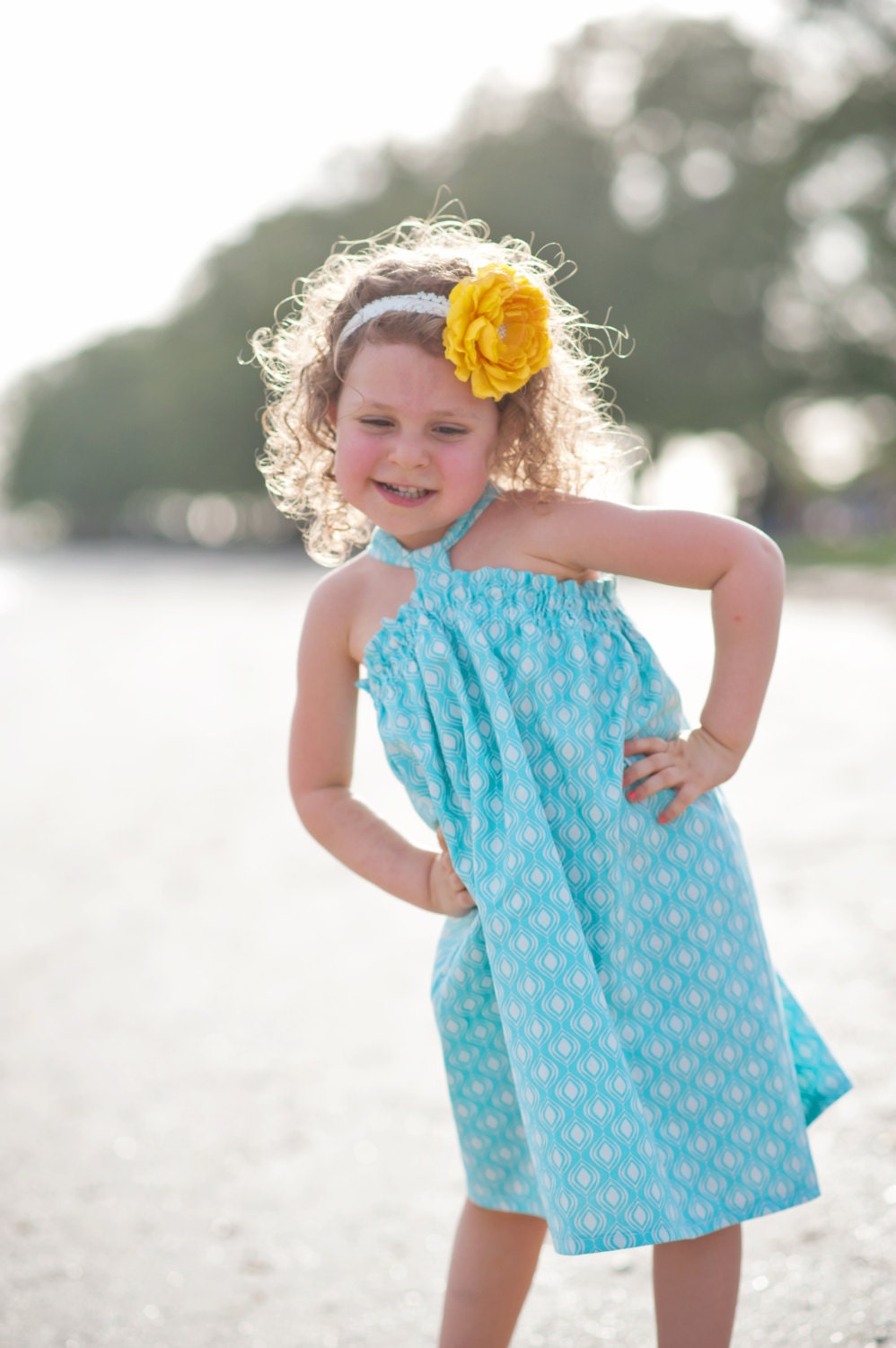 Girls Beach Dress in Aqua