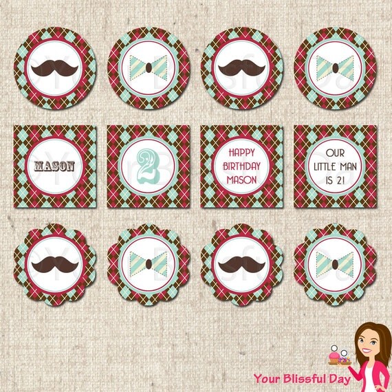 PRINTABLE Personalized Little Man Party Circles Il_570xn