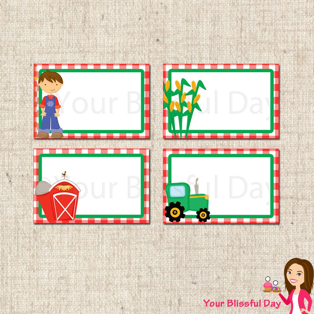 PRINTABLE Boy Barnyard Bash Label Tents Il_570xn