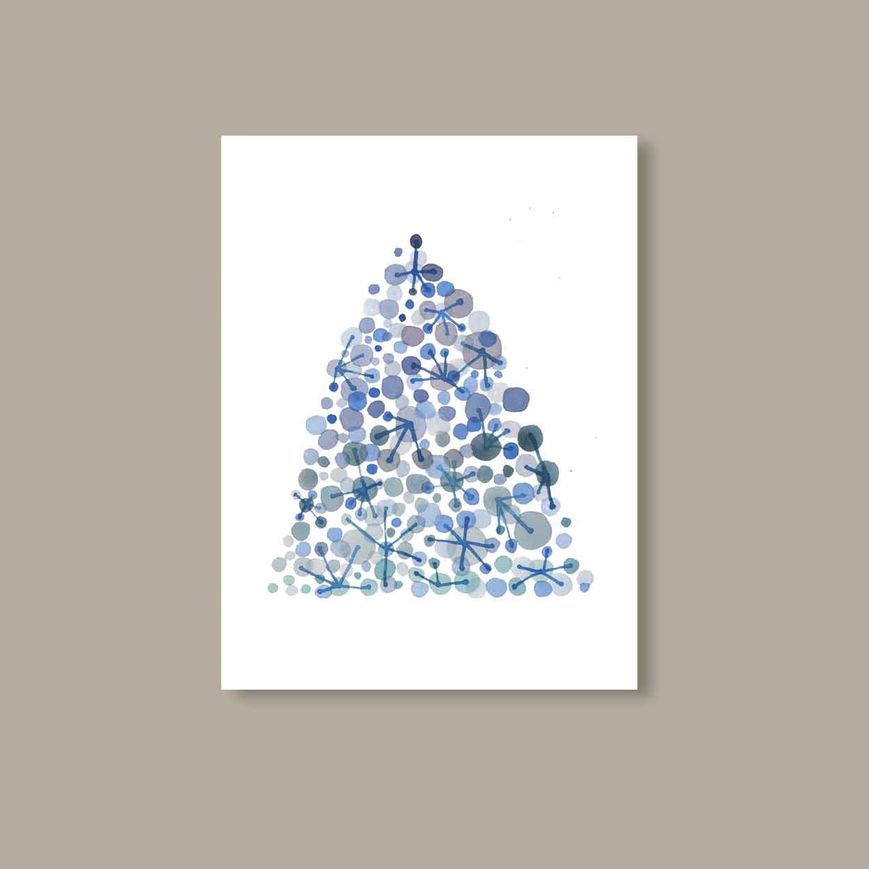 Blue Hill  original painting - watercolor painting -blue dots little painting 9 x 12"