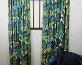 Huge Lined Burlap Floral Drapes