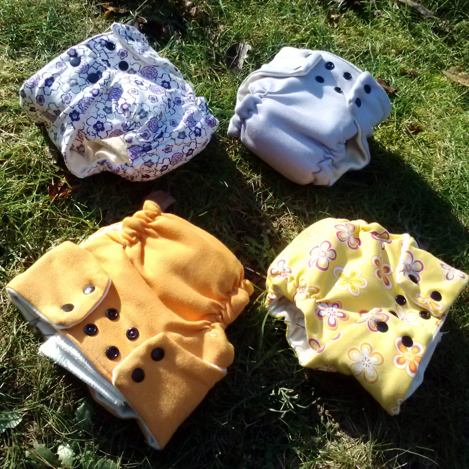 medium set of 4 organic cotton fitted diapers various prints and colors