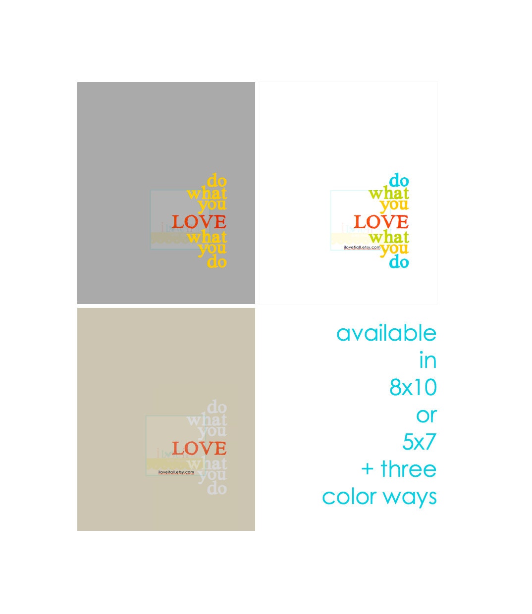 Do What You Love Subway Art Print . 8x10 A4 . 5x7 // Gift . Creative Crafter Artist // Bright Colorful Turquoise Yellow Red Lime Green