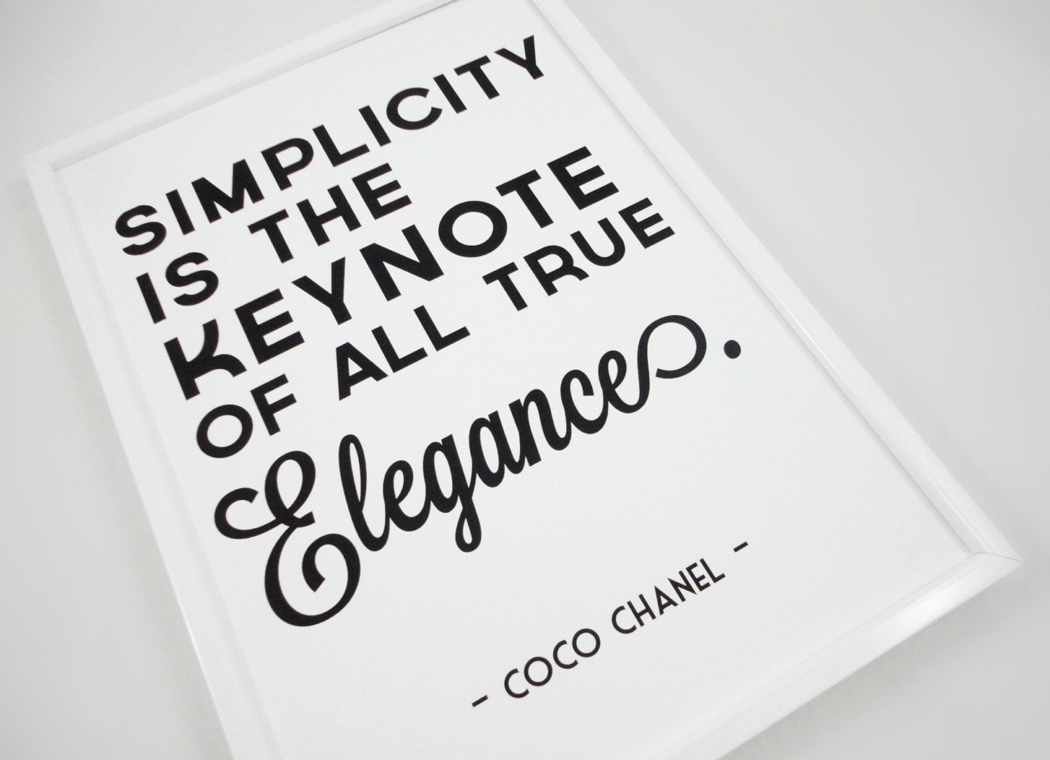 Simplicity Coco Chanel Quote - Typography Art Print in A4 size