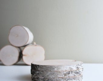 natural white birch wood coaster - set of 3