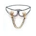 Collar Clips, Brass Claw Lapel Clips with 14k Gold Black Rosary Chain