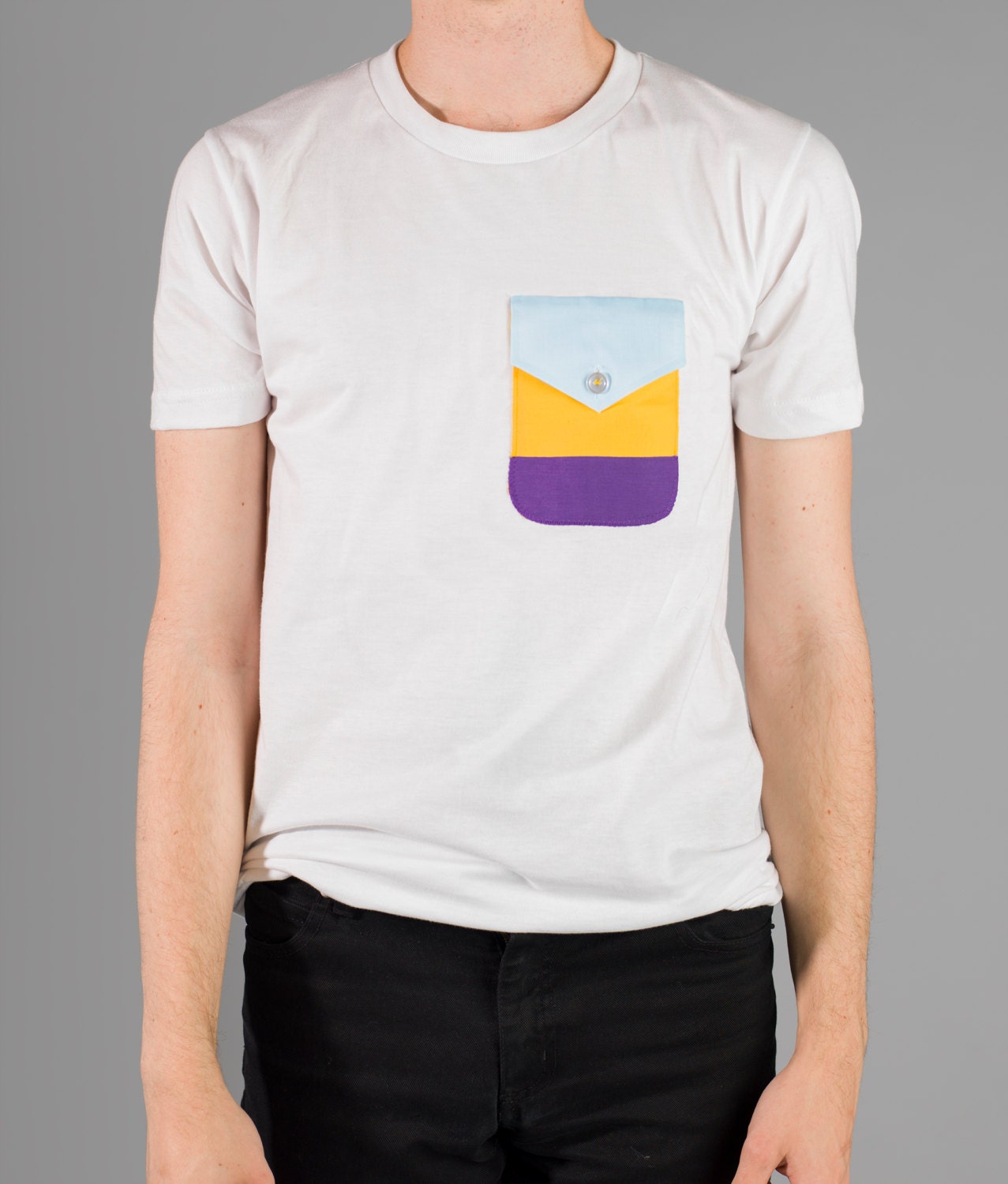Color Block Pocket T Shirt - Custom Color Mens