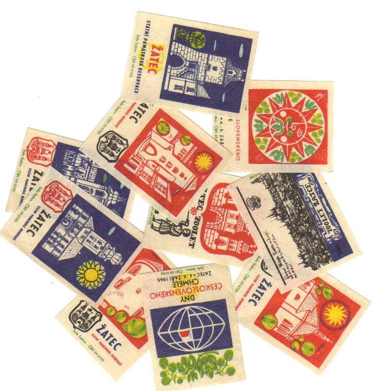 SALE 10 Vintage Matchbox Labels - Set 29