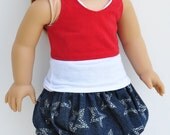 American Girl Clothes - Patriotic Red & White Tank Tops with Star Bubble Skirt