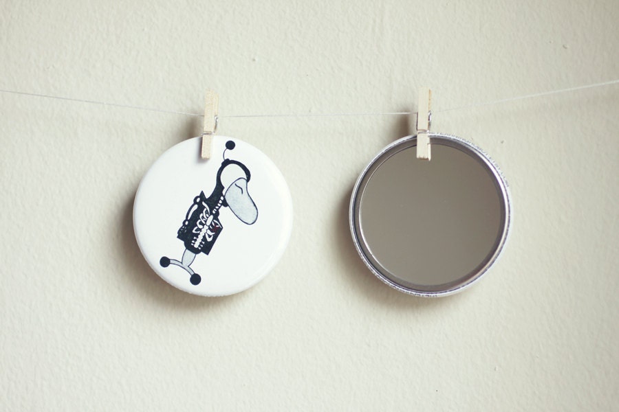 Pocket Mirror - Skeleton Hoodie Robot