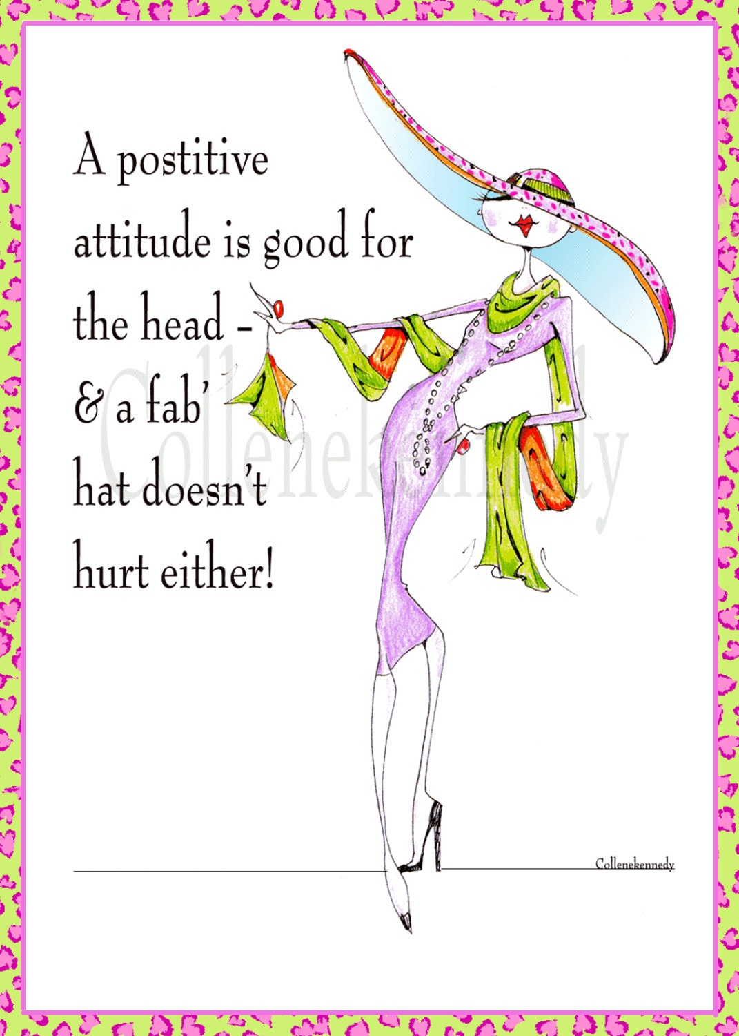 Woman humor art with uplifting quote 5x7 framed print