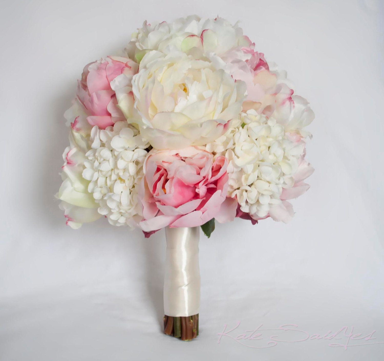 Ivory and Blush Peony and Hydrangea Wedding Bouquet