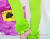 Lime Green ruffled footless tights