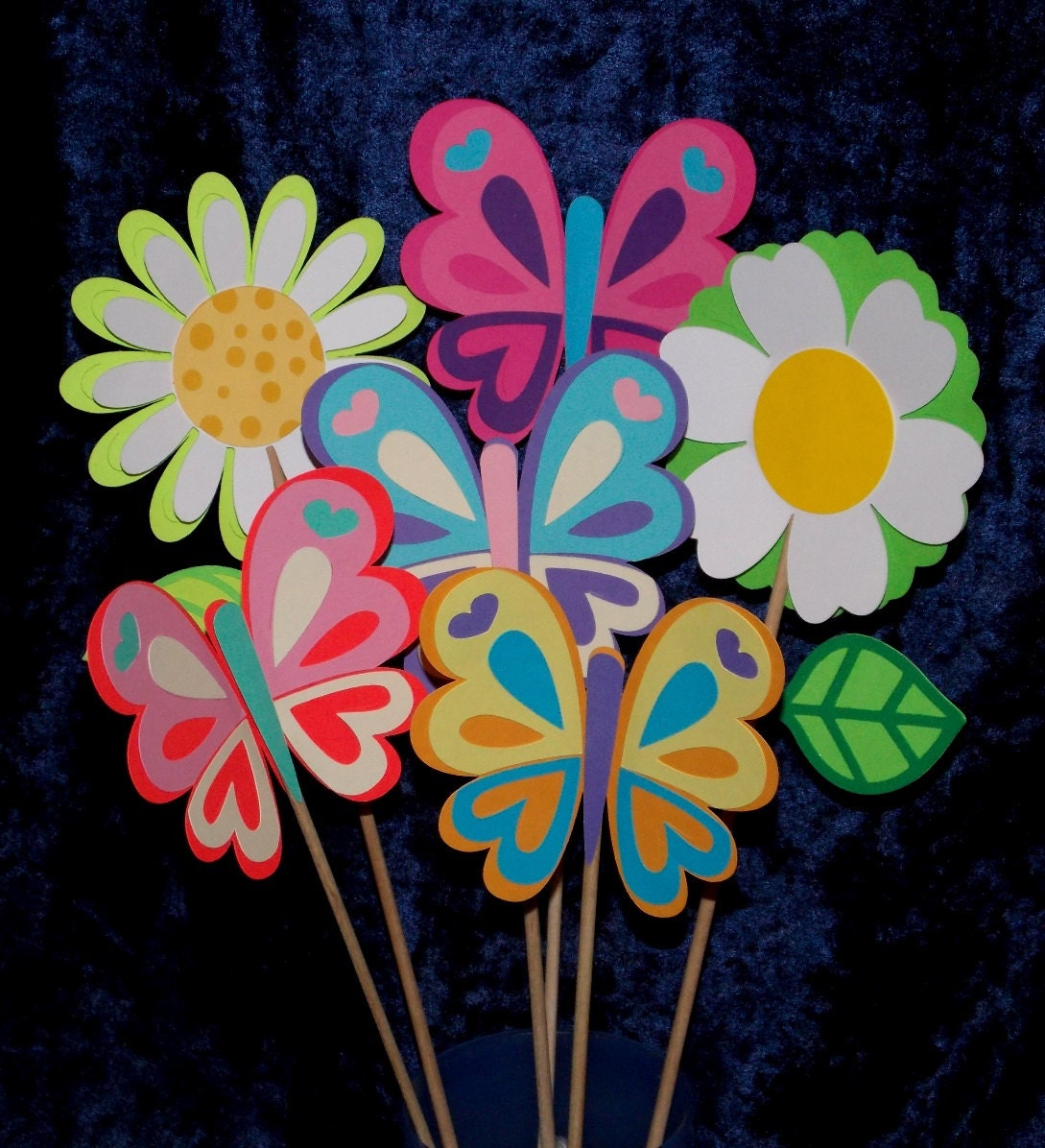 Butterflies and Daisies Table Decorations ... MADE TO ORDER ... 6 Paper Pieced centerpieces ... choose your combination Il_170x135