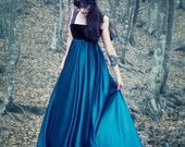 Blue and black romantic long dress