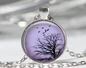 Tree Pendant - Resin Pendant Picture Pendant Tree Jewelry Tree Necklace Resin Jewelry - Lilac Sunset C166 - artyscapes