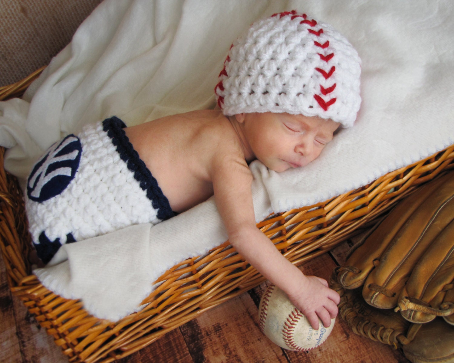 Baby Baseball TEAM Hat and Diaper Cover Set - Photo Prop - You choose team LETTER logo and Colors - Made to ORDER