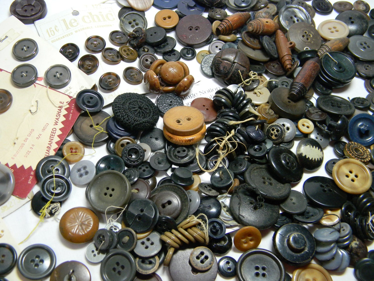Vintage Coat Buttons in shades brown black and grey 14.8 ounces glass wood plastic leather mother of pearl