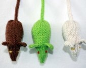 Three Hand-knit Mice by Emily Howe