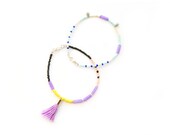 OOAK Pastel Beading Bracelet - Easter Bunny Dolphin Chickie Tassel Kitty Bee