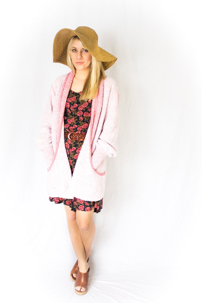oversized pink chunky long granny sweater size small