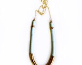 Sky blue brass necklace