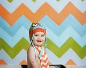 Lil Guy Necktie and Diaper Cover SET, Orange Creme Chevron