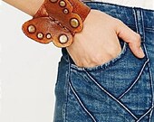 SALE Brown Butterfly Leather Cuff by Karen Kell Collection