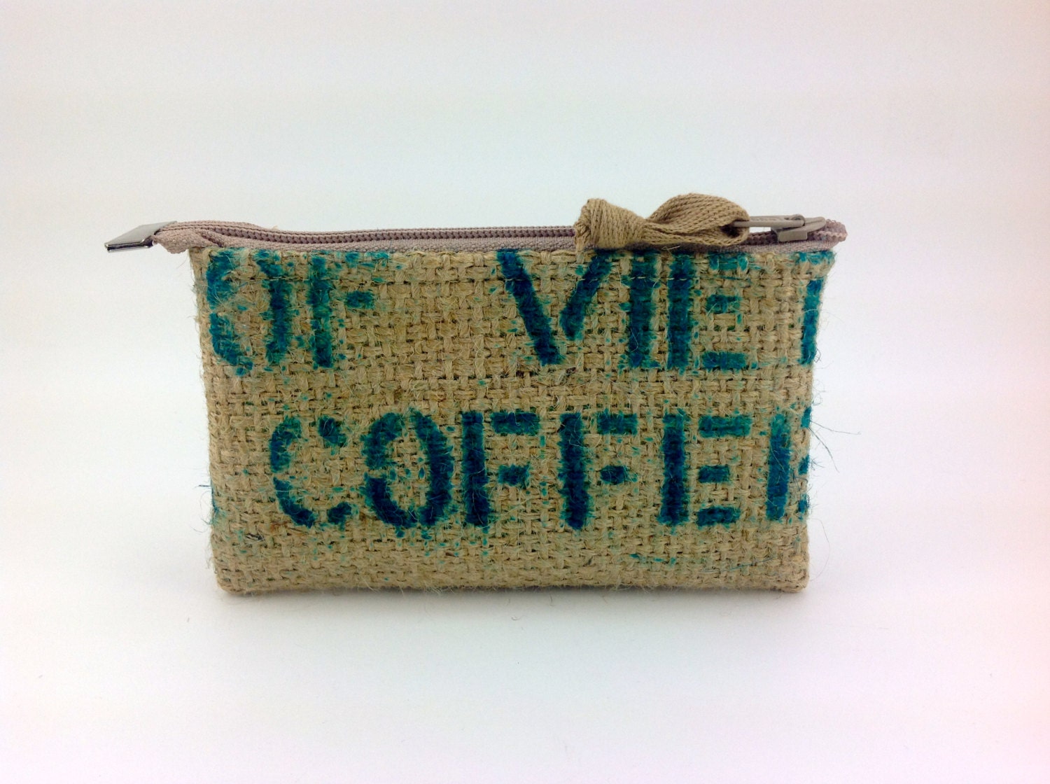 Coffee Sack Zipper Pouch - Burlap Pouch- Small Zipper Wallet - Burlap Case- Handmade zip pouch- Womens Wallet - Ready to Ship