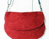 Hip Bag -Deep Red Upholstery - 1 Pocket - Adjustable Strap - Small Size in Cotton Fabric
