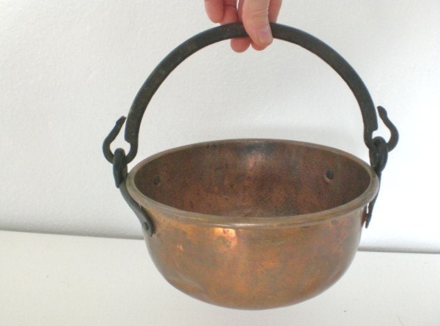 Vintage Copper Pot Cast Iron Handle By Gallivantsvintage On Etsy