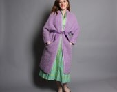60s Lavender MOHAIR Knit Wool COAT / Matching Wide LEATHER Belt