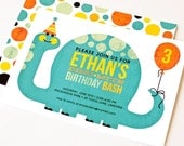 Dinosaur Invitation, Children's Birthday Party Invite // Set of 6 // 'Dino'mite