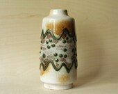 Vintage Fat Lava East German Pottery Dots and Waves Vase by VEB Haldensleben