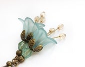 Aqua Flower Earrings Light Teal aqua lucite earrings Glass Bead pastel spring jewelry,something blue Wedding bridal jewellery