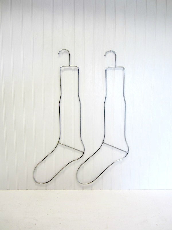 Pair of Vintage Chrome Metal Sock Nylon Stretchers - Laundry Room Decor