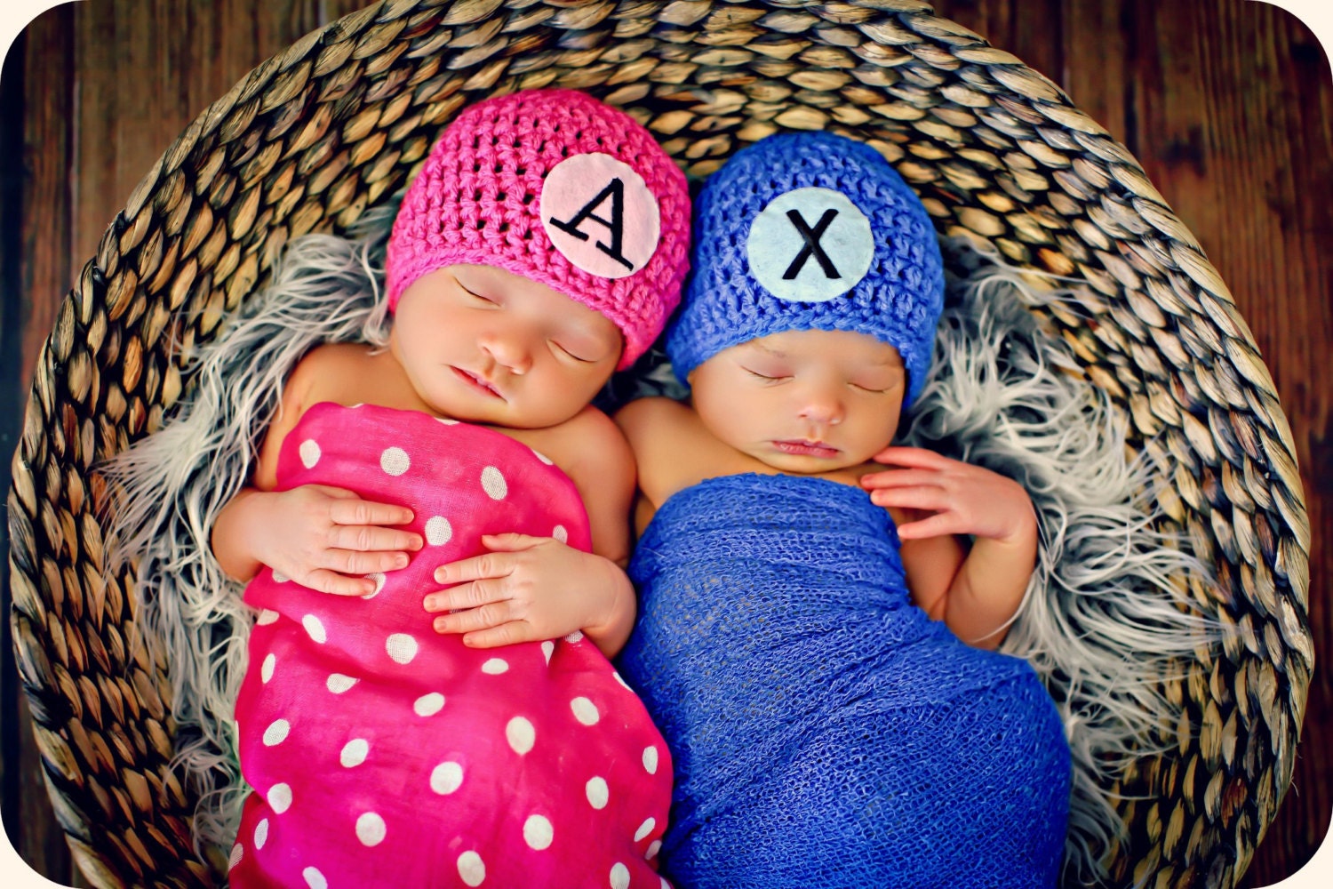 Newborn Photo Prop Boy Girl Twin Personalized Hats