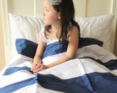 Handmade Baby Bedding -  Baby Duvet - Toddler Duvet - Wide Stripe in Navy - Navy and White Wide Stripe Duvet