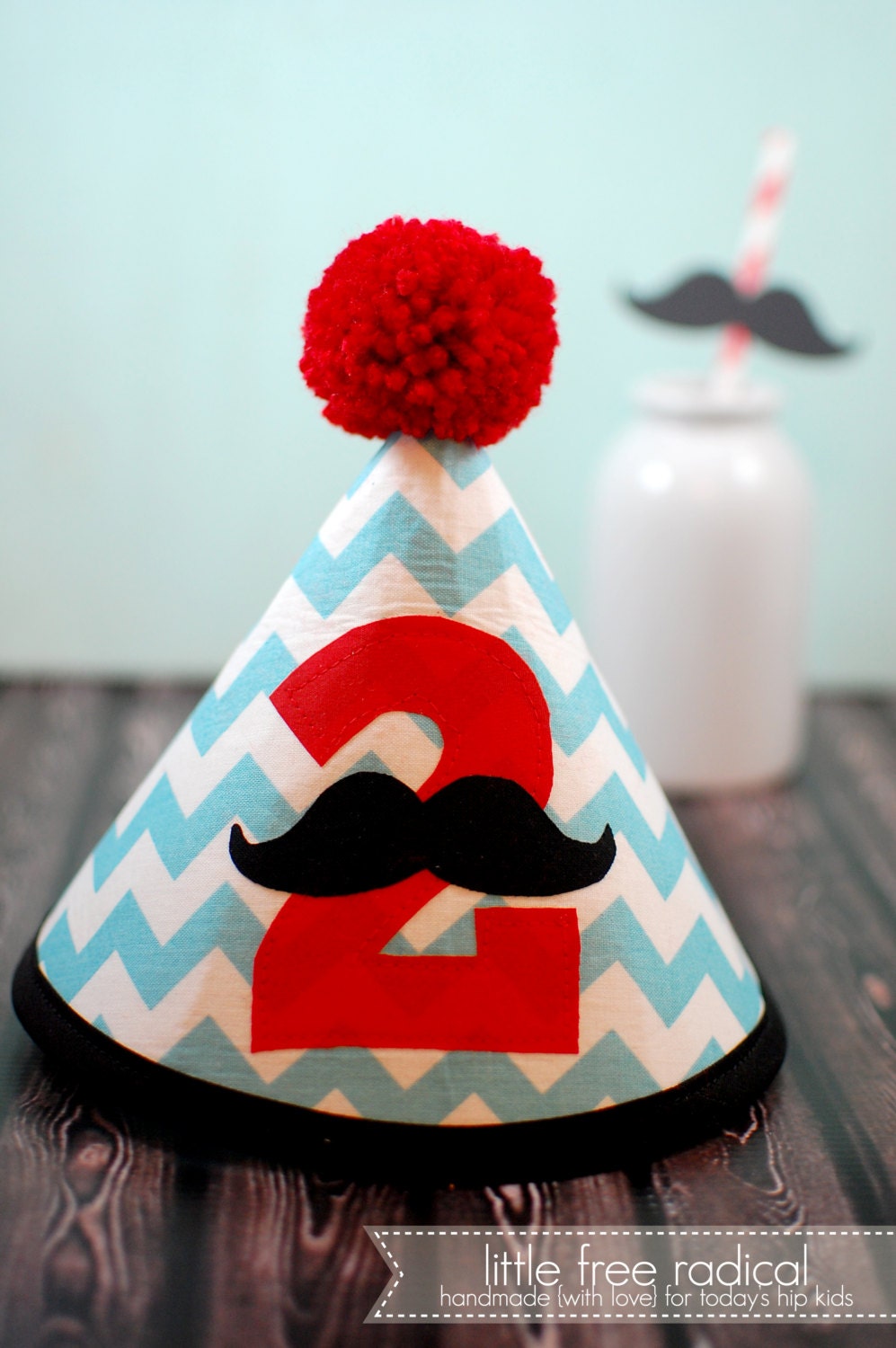 CUSTOM Mustache "Little Man" Fabric Birthday Hat