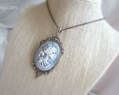 Zombie Cameo Necklace, Antique Silver, Short Length, 16 Inch Chain